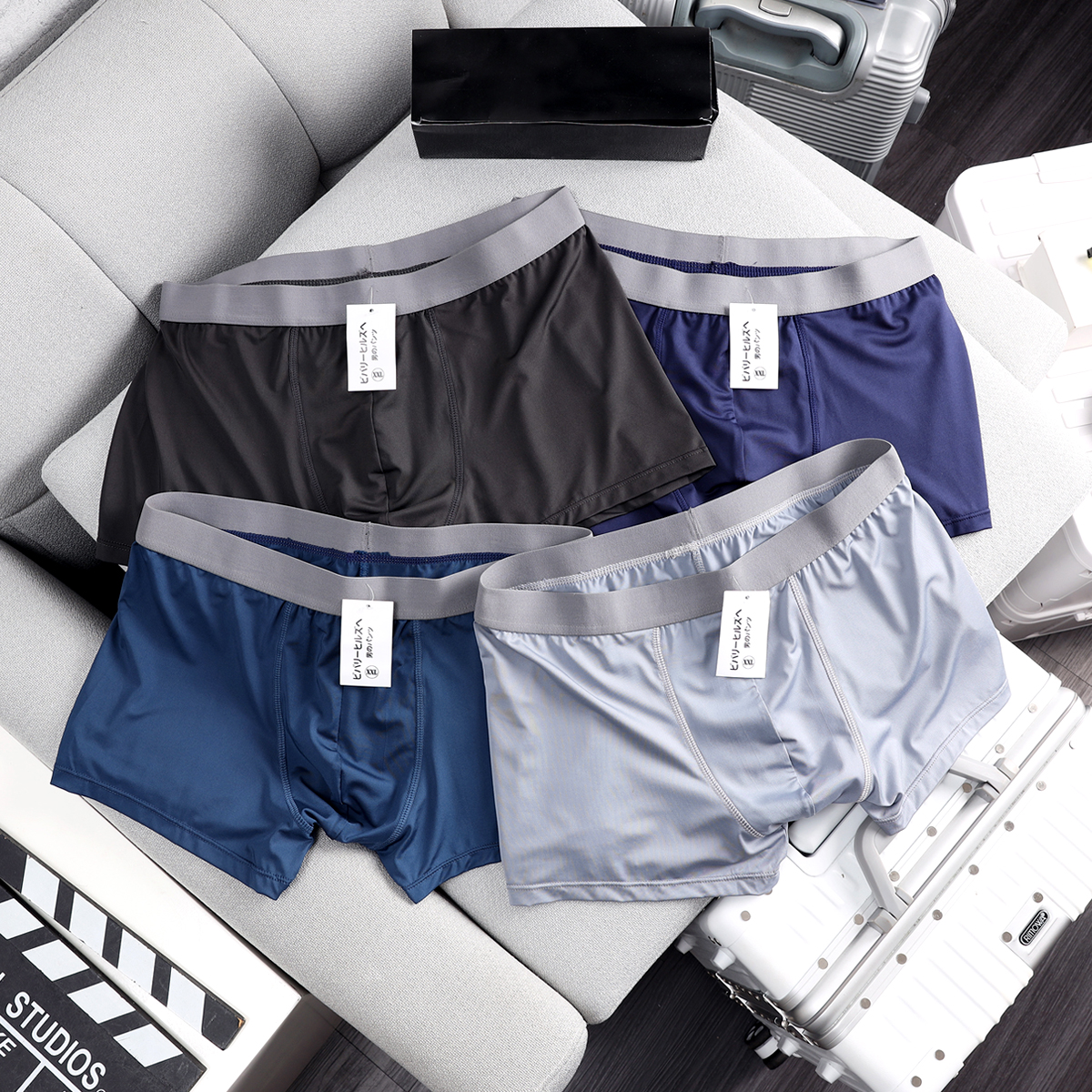 Hộp 4 Quần Lót Nam Boxer Thun Lạnh Lưng Trơn QLTL01 PigoFashion