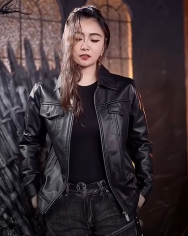 Áo khoác da bacsic cao cấp cổ bẻ cao cấp AD32