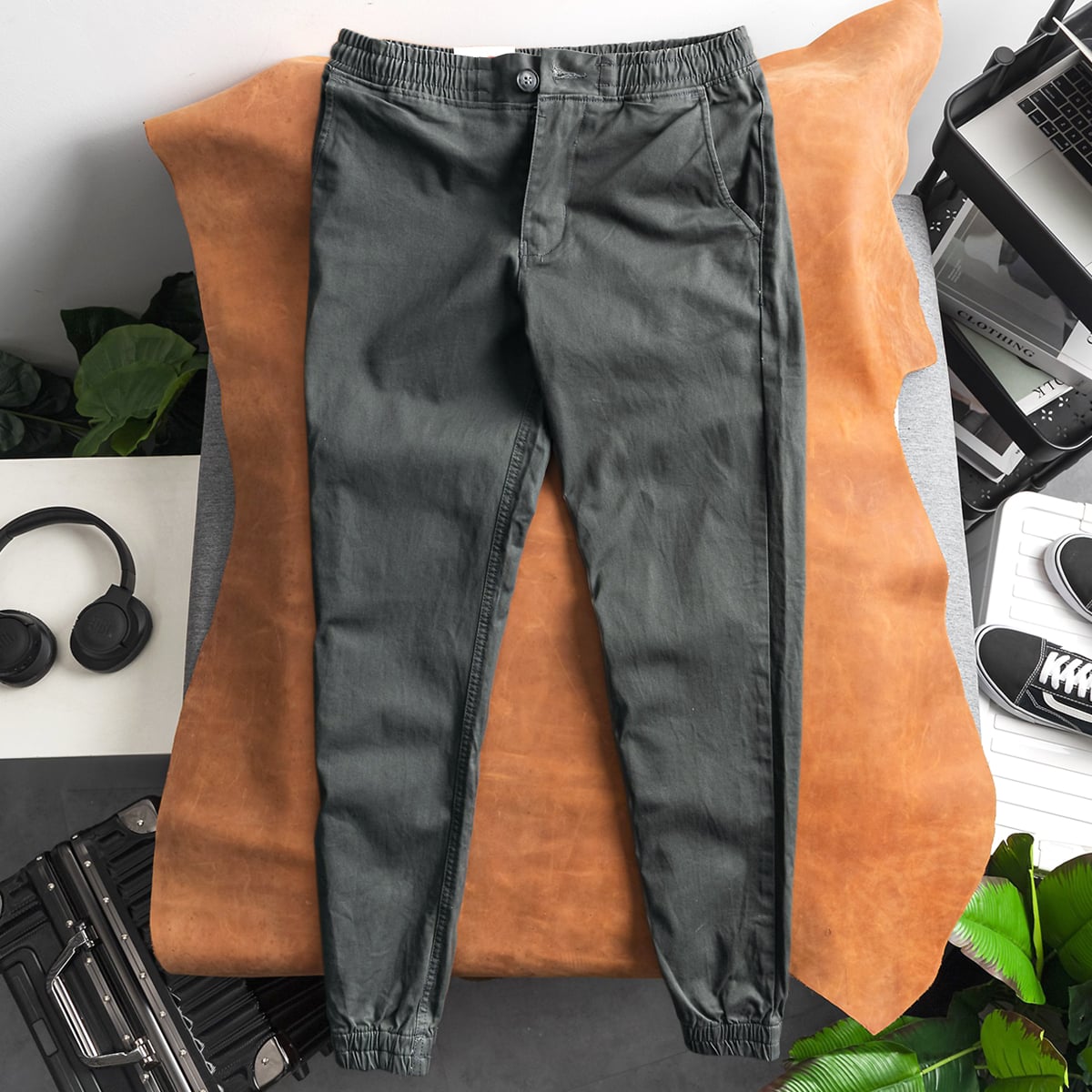 Quần Jogger kaki nam co giãn zip khóa kéo, form Regular fit chính hãng JGK01 Pigofashion