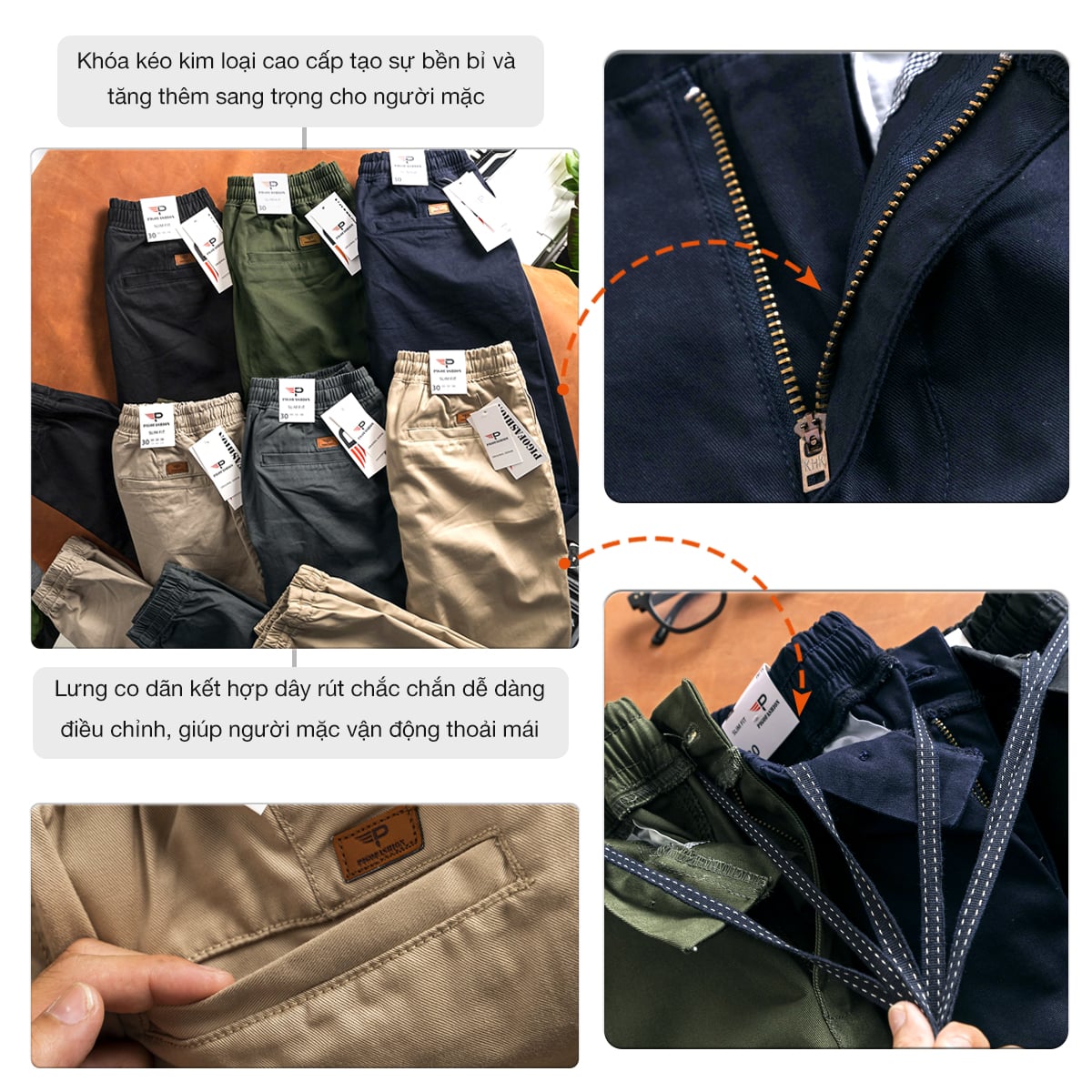 Quần Jogger kaki nam co giãn zip khóa kéo, form Regular fit chính hãng JGK01 Pigofashion