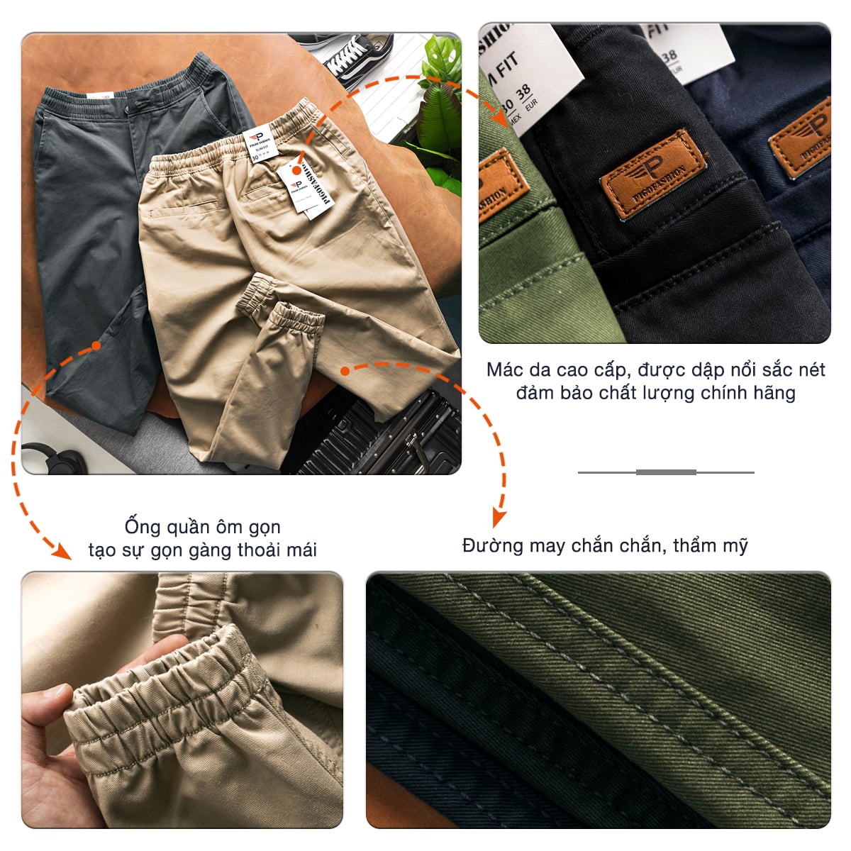 Quần Jogger kaki nam co giãn zip khóa kéo, form Regular fit chính hãng JGK01 Pigofashion