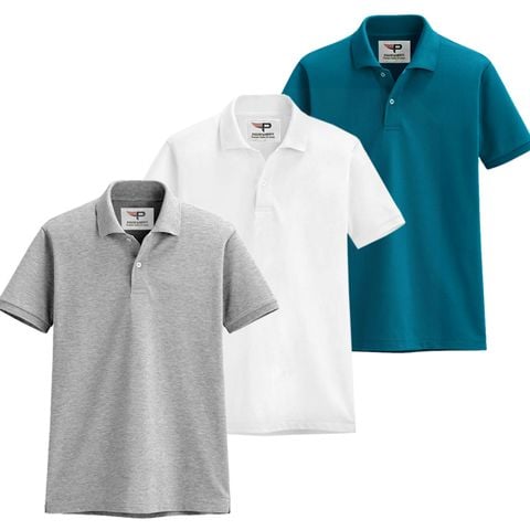 Bộ 3 áo thun nam cổ bẻ tay ngắn AB19 PigoFashion chọn nhiều màu