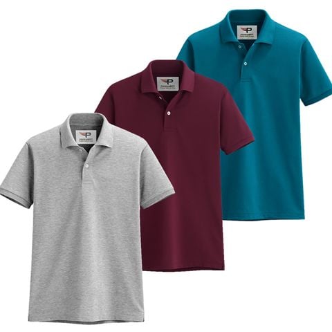 Bộ 3 áo thun nam cổ bẻ ngắn tay co giãn 4 chiều Pigofashion AB19 chọn nhiều màu