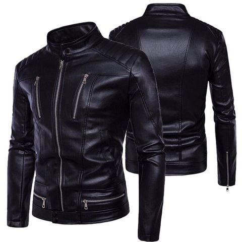 Áo Khoác da nam lót dù AD23 Đen PigoFashion