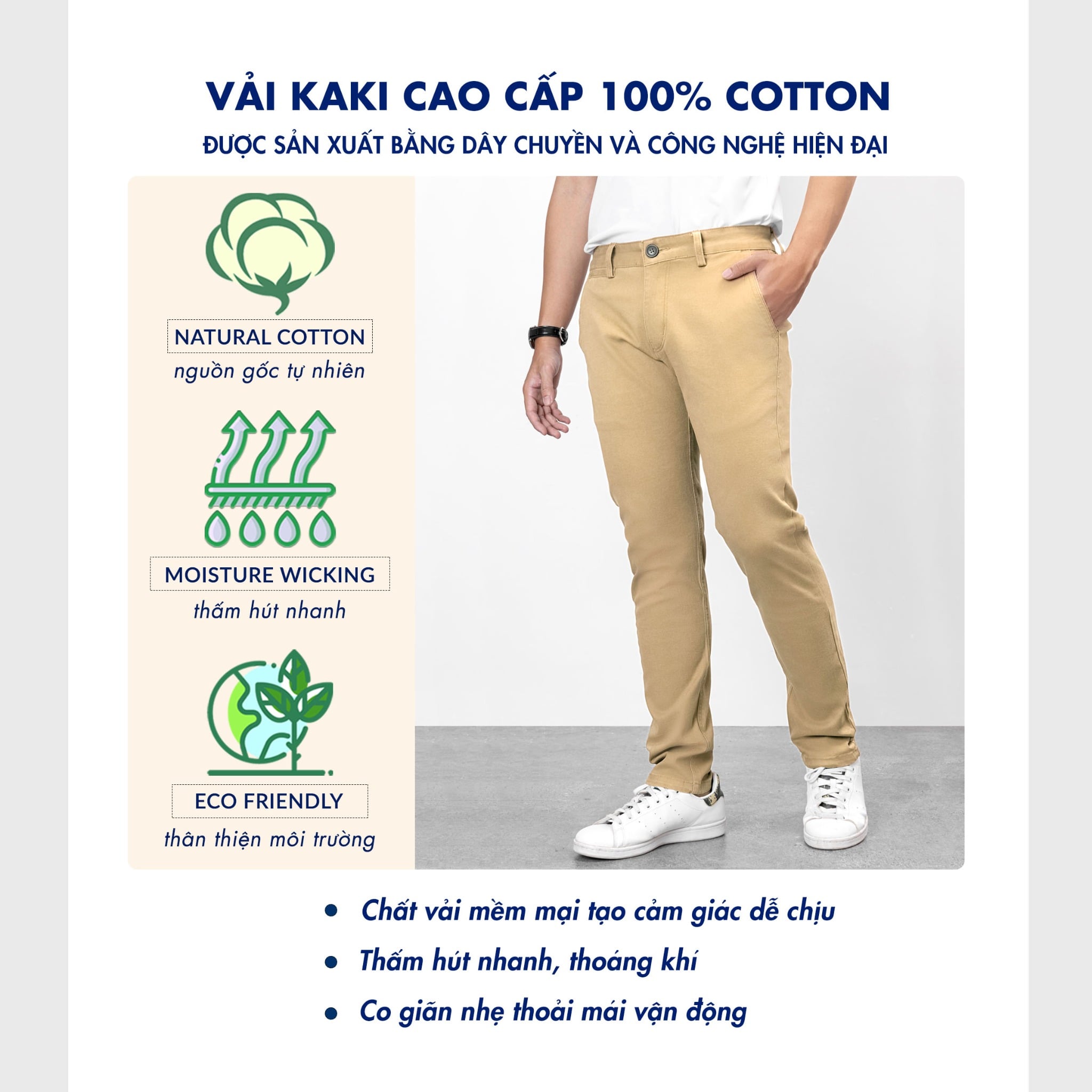 Quần kaki dài nam form regular Pigofashion QKK01 chọn nhiều màu