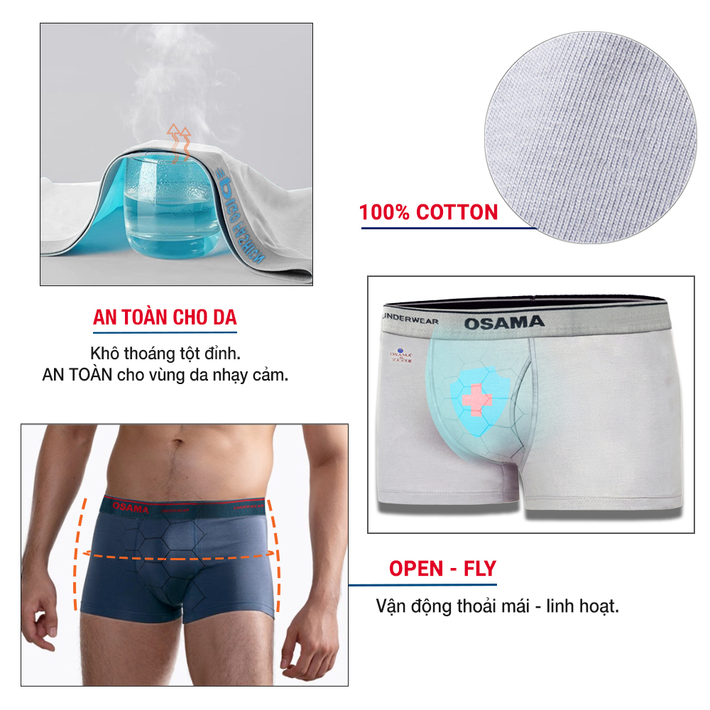 Bộ 5 Quần lót Nam Boxer Cotton kiểu túi lồi OSM02 PigoFashion