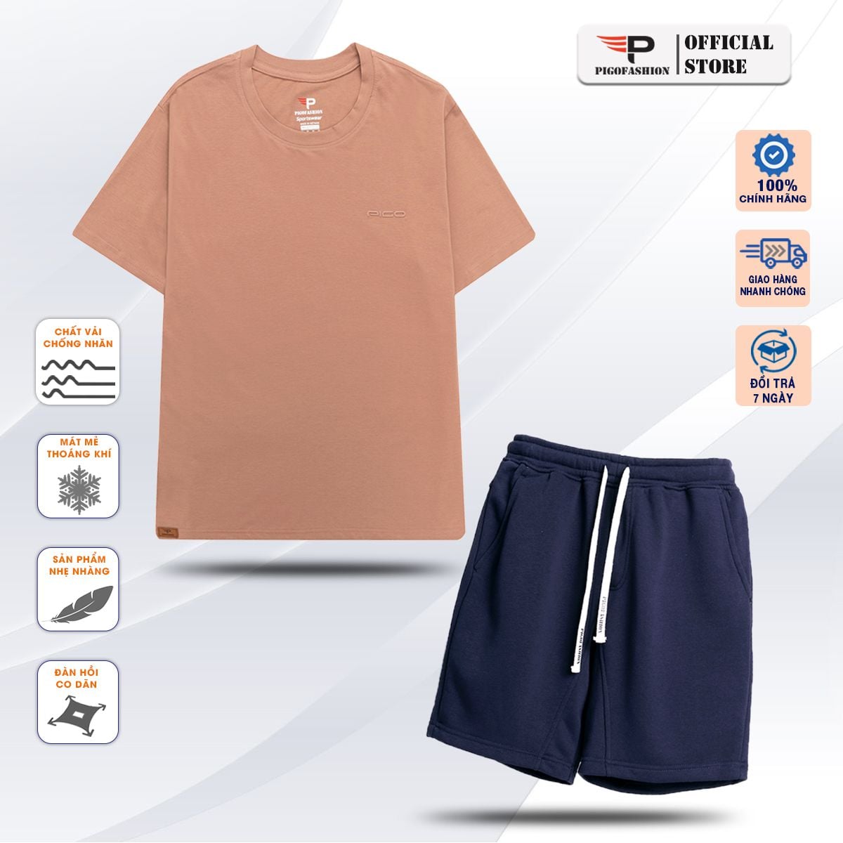 Bộ thể thao nam cao cấp pigofashion chất thun cao cấp chính hãng ATS08.QSN01