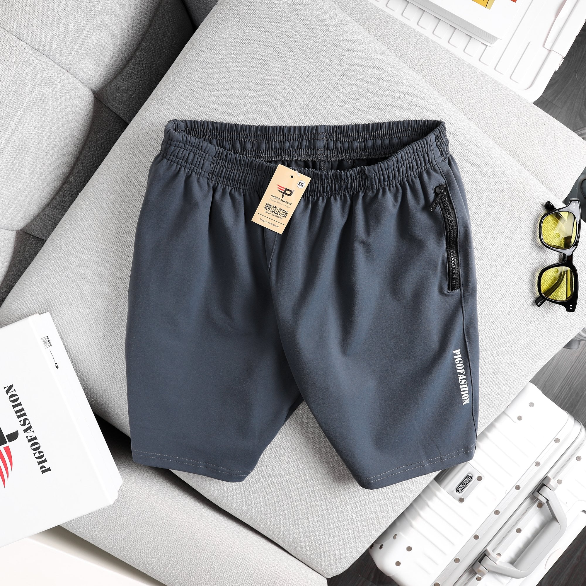 Quần short thể thao chất thun co giãn thấm hút tốt, thoáng mát Pigofashion QCT02