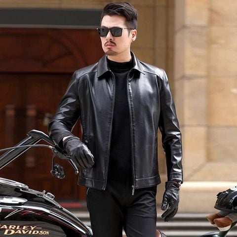 Áo khoác da Biker nhập khẩu cao cấp lót dù lụa ADN1624
