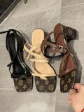 SANDAL XỎ NGÓN LV GÓT TRỤ 5P D0018ER