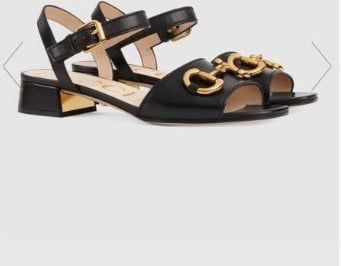 SANDAL GU XÌ QUAI DA PHỐI XÍCH GÓT VUÔNG 4P HỞ HẬU D0019ER