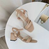 SANDAL 1 QUAI TO 1 QUAI BÉ LÓT ĐẾ 2 MÀU GÓT VUÔNG 5P D0022E