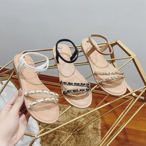 SANDAL 2 QUAI XÍCH VẶN ĐẾ BỆT HẬU CHUN D0019ER