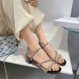 SANDAL 2 QUAI ĐÁ QUAI CỔ ĐÁ GÓT VUÔNG 5P D0019ER