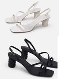 SANDAL C&K CAO CẤP GÓT TRỤ TRÒN KHẮC HOA HỒNG D0035ER