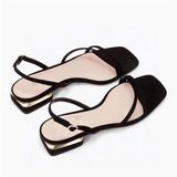 SANDAL GÓT VÀNG HAI QUAI MẢNH D0017E