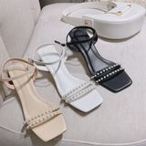 SANDAL 2 QUAI NGỌC GÓT VUÔNG 3P D0019ER