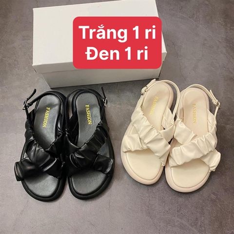 SANDAL 2 QUAI CHÉO NHÚM HẬU CÀI ĐẾ 2P D0020ER