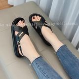 SANDAL 2 QUAI CHÉO TRẦN TRÁM CHỮ ĐÁ VERSAC ĐẾ 3P D0019ER