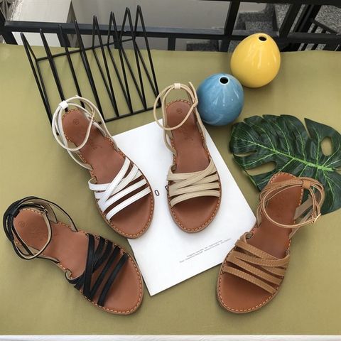 SANDAL NĂM QUAI CHÉO DA BÒ ĐẾ ĐÚC D0019E