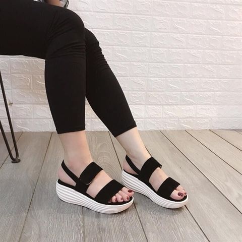 SANDAL ĐỘN ĐẾ TRẮNG QUAI ĐEN D0020E