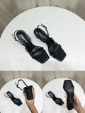 SANDAL C&K CAO CẤP GÓT TRỤ TRÒN KHẮC HOA HỒNG D0035ER