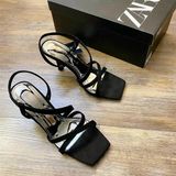 SANDAL 2 QUAI CHÉO DA LỘN GÓT NHỌN CHUN HỞ HẬU D0019E