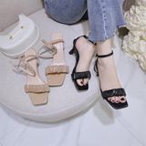 SANDAL QUAI NHÚM HỞ HẬU GÓT NHỌN D0019ER