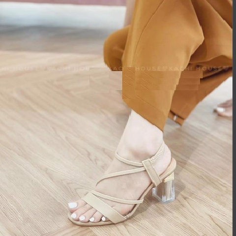 SANDAL 1 QUAI NGANG 2 QUAI CHÉO CHUN HẬU GÓT TRONG 2 MÀU D0022ER