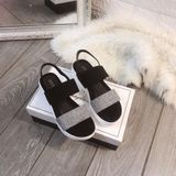 SANDAL ĐỘN ĐẾ TRẮNG QUAI ĐEN D0020E