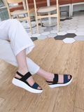 SANDAL ĐỘN ĐẾ TRẮNG QUAI ĐEN D0020E