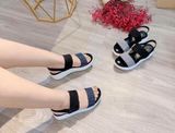 SANDAL ĐỘN ĐẾ TRẮNG QUAI ĐEN D0020E