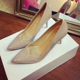 Giầy Louboutin da bóng mũi nhọn không nơ D0020E