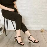 SANDAL QUAI DA LỘN GÓT TRONG VIỀN KIM LOẠI D0020E