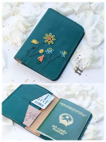 Bon Voyage Passport Cover Thêu Hoa