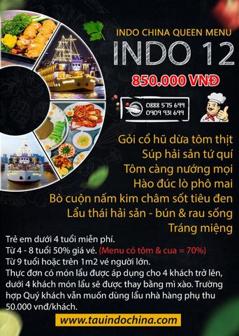  SET MENU INDO 12 - Tàu Nữ Hoàng Đông Dương - INDOCHINA QUEEN 
