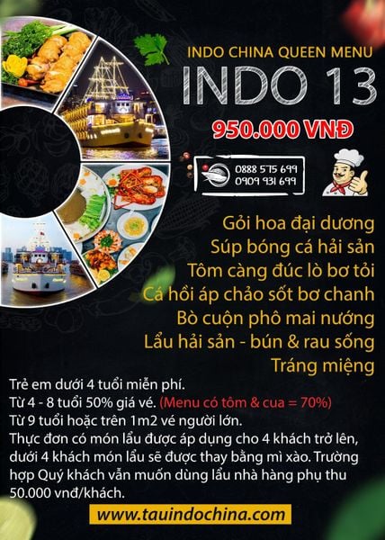  SET MENU INDO 13 - Tàu Nữ Hoàng Đông Dương - INDOCHINA QUEEN 