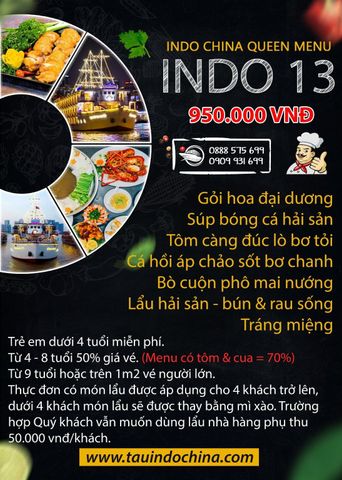  SET MENU INDO 13 - Tàu Nữ Hoàng Đông Dương - INDOCHINA QUEEN 