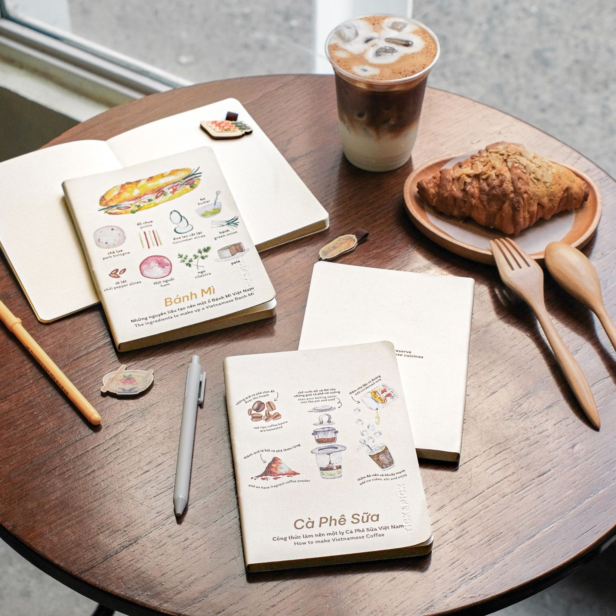  Printed Leather Notebook - Bánh Mì 