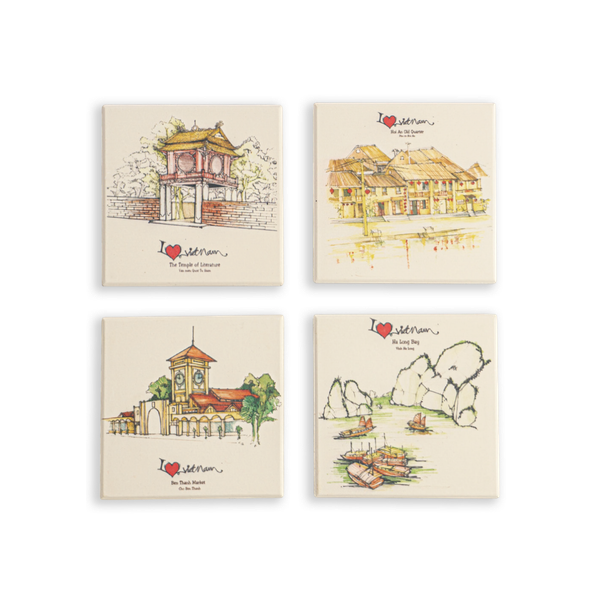  Lót Ly Gốm - I love Vietnam 