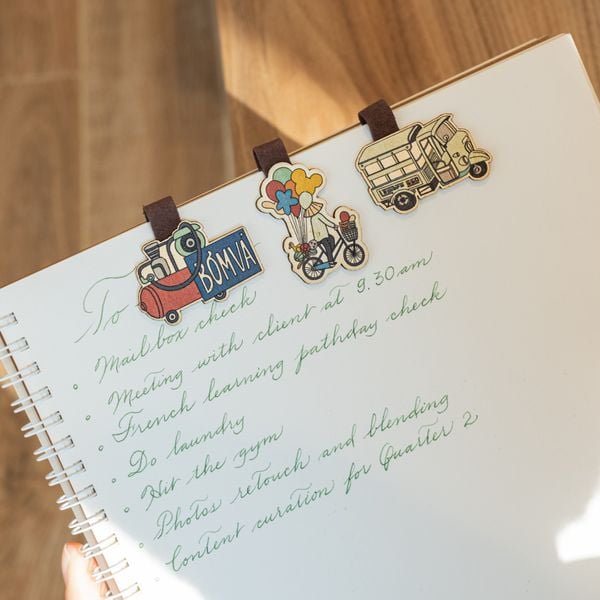  Kẹp Sách Gỗ - Bơm Vá, Bóng Bay, Xe Lam 