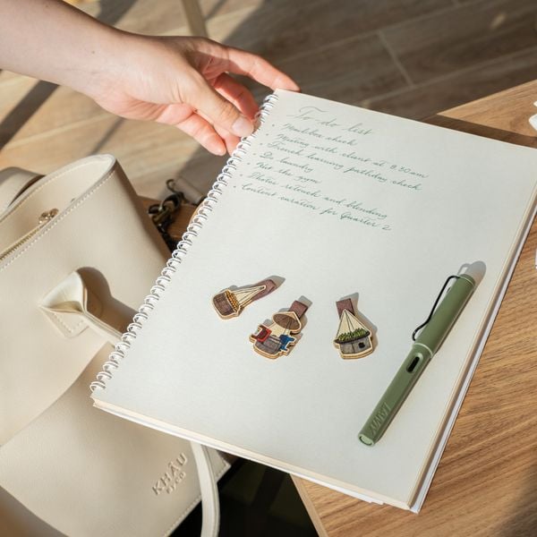  Kẹp Sách Gỗ - Gánh hàng rong, Gánh chuối, Gánh cam 