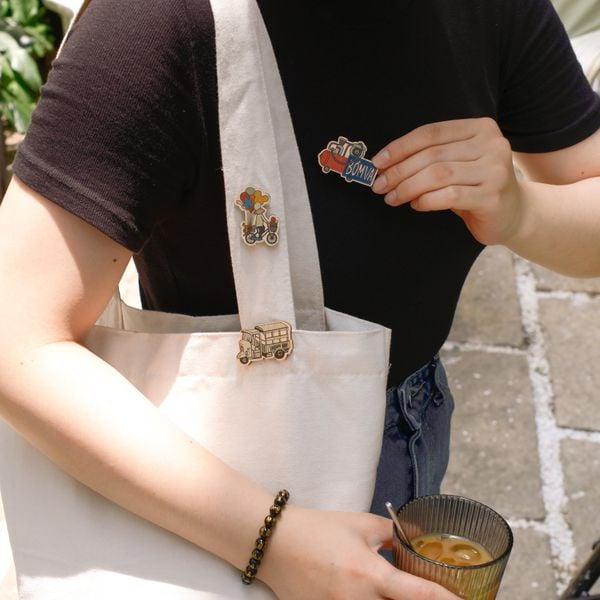  Pin Gỗ - Xe Lam, Bơm Vá, Bóng Bay 