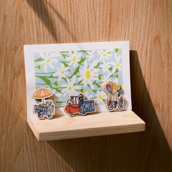  Nam Châm Gỗ - Xe kem, Xe mía, Xe dừa 