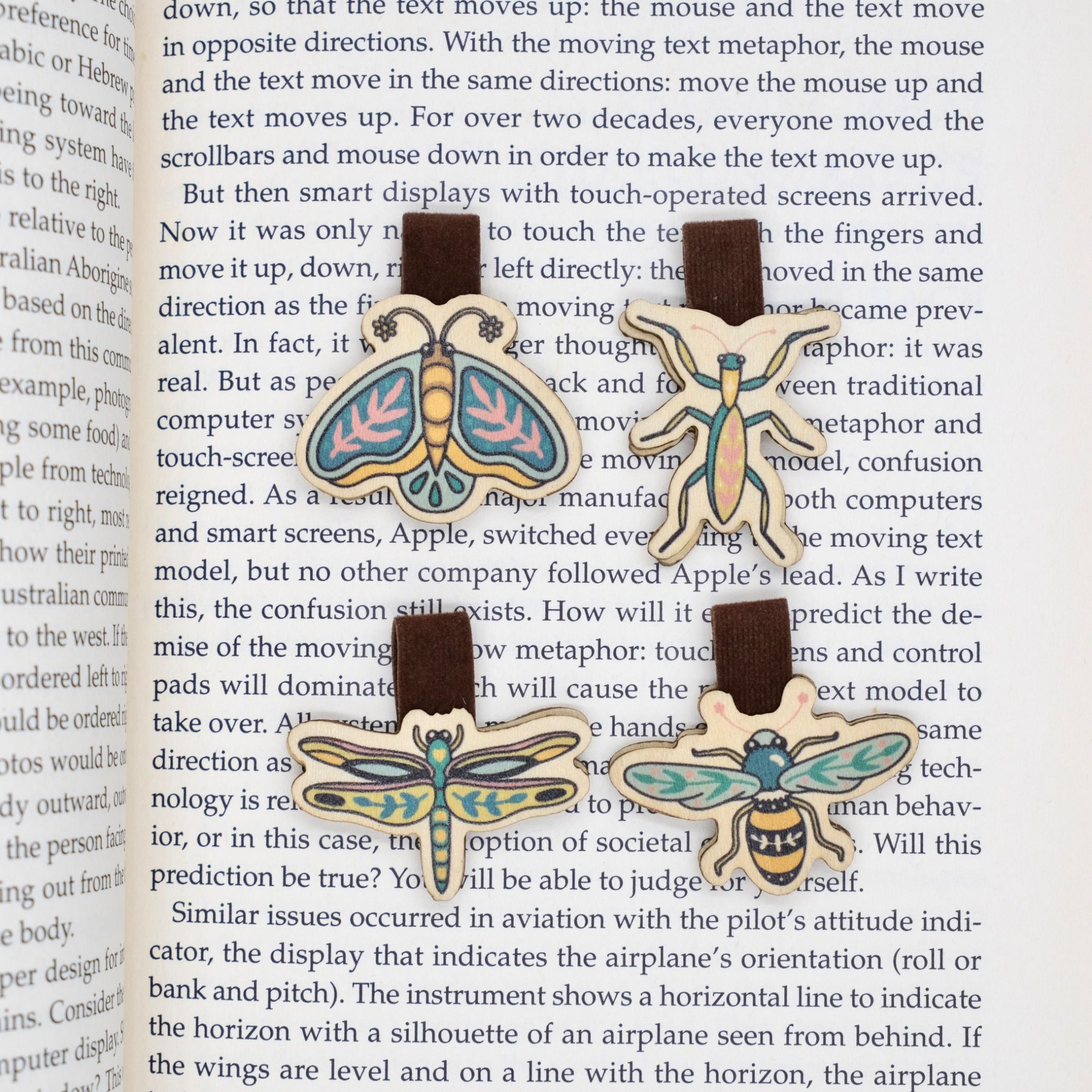  Wooden Bookmark (Set 4) - Plants & Insects 