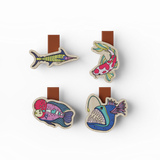  Wooden Bookmark (Set 4) - Fish & Bird 