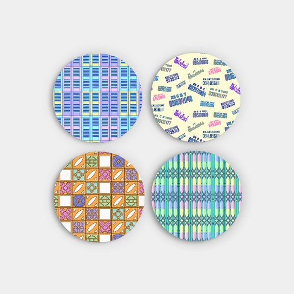  Lót Ly Gốm - Họa Tiết Đời Thường 