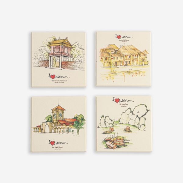  Lót Ly Gốm - I love Vietnam 