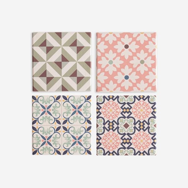  Lót Ly Gốm - Hoa Văn Thanh Lịch 