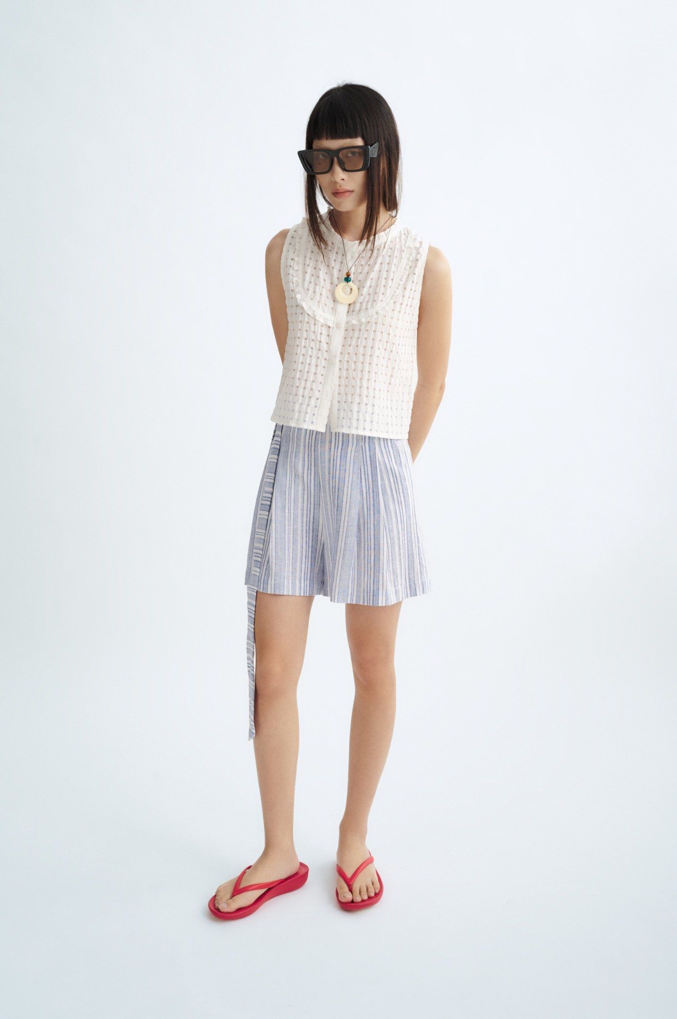  Striped Shorts With Belt 